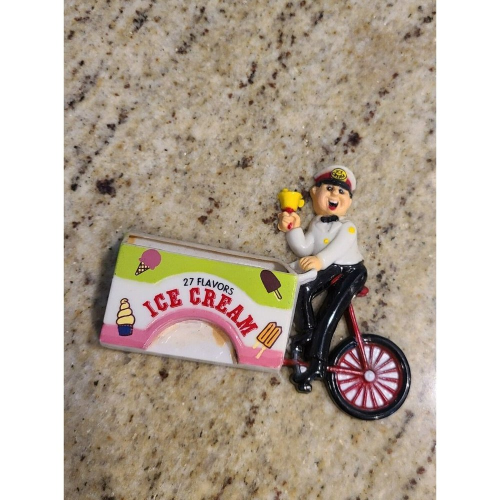 Vintage JSNY Retro Ice Cream Man Bicycle Fridge Magnet Memo Holder READ!!